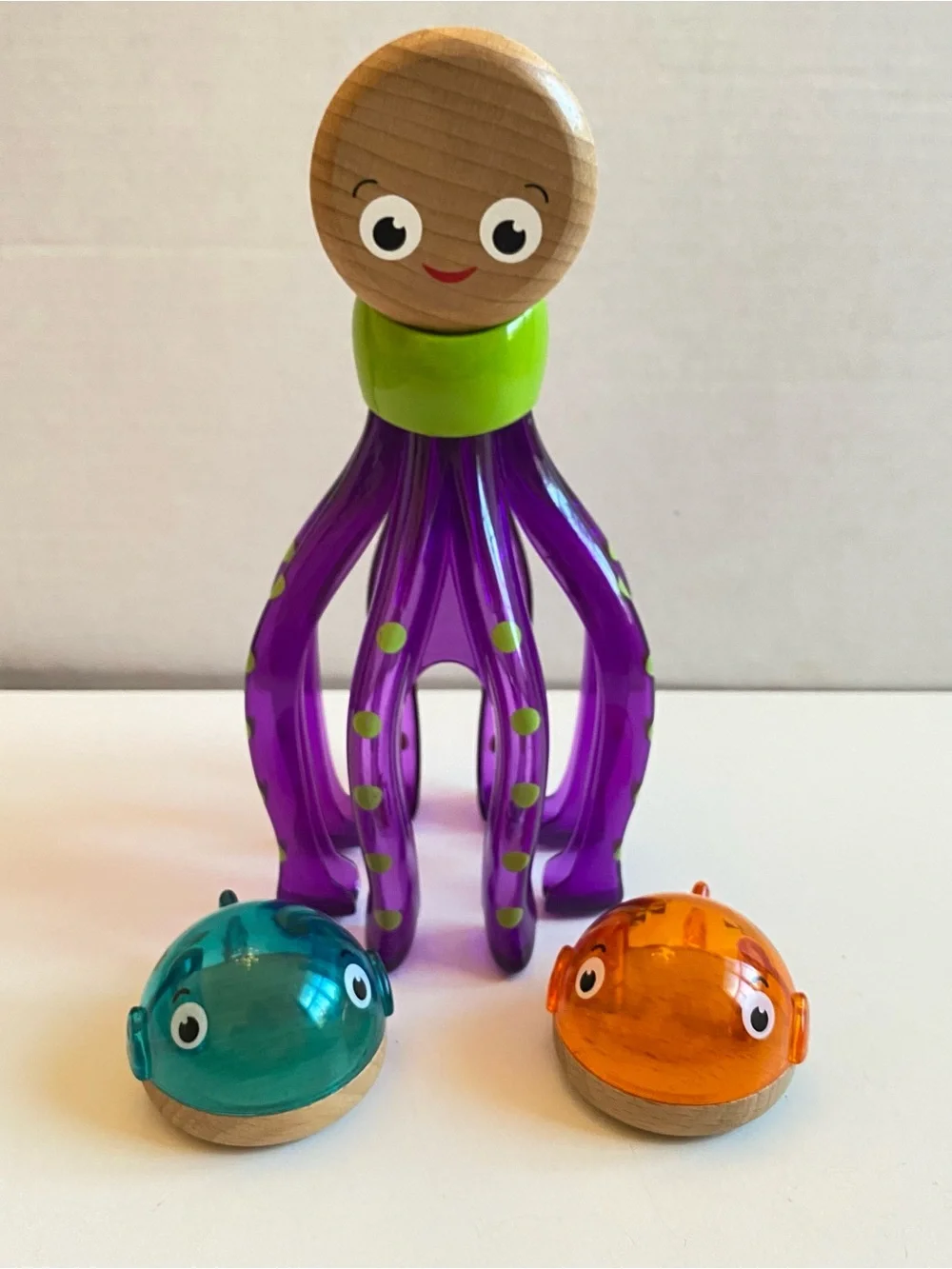 Rare Fisher-Price Wooden Toys Sea Party Octopus Fine Motor Toy Complete 18M+
